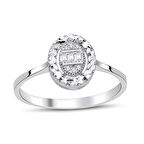 0.11 Karat Baget Pırlanta Yüzük (H-I VS/ Oval Efektli)